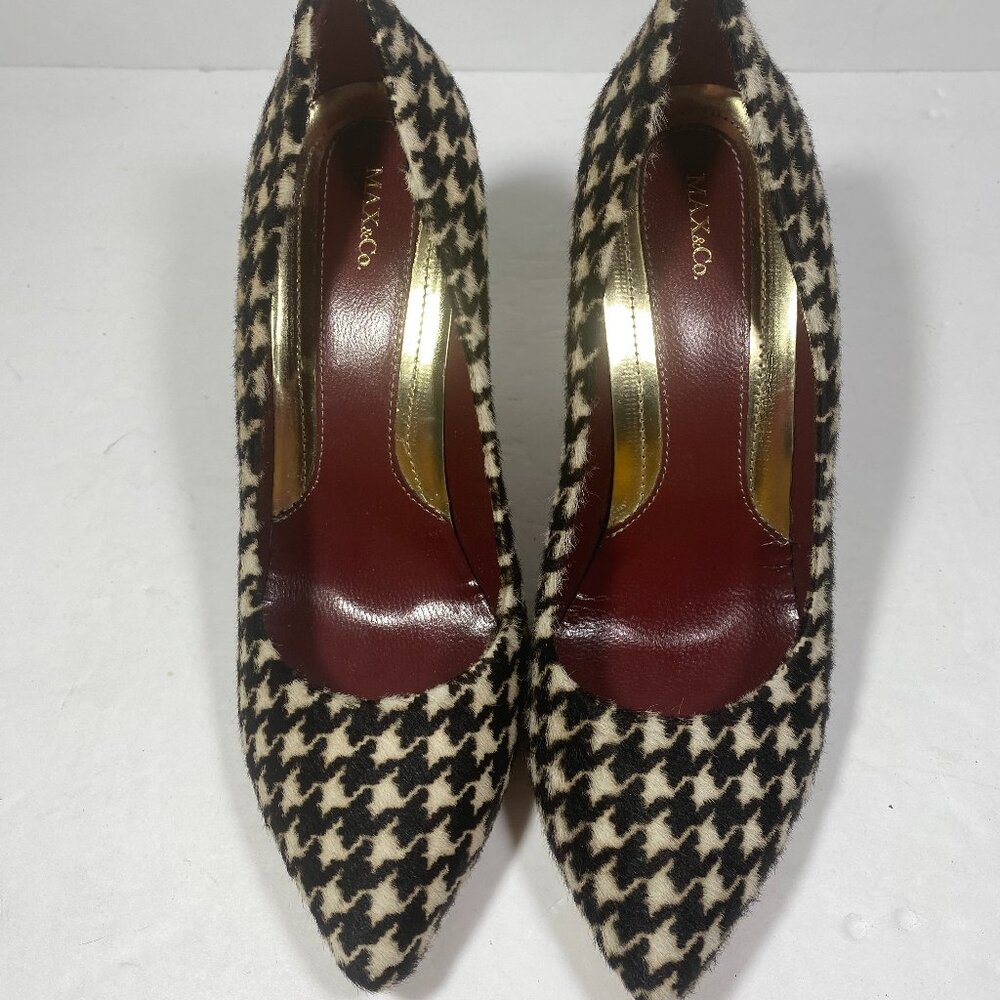 Max & Co. Heels Herringbone Pony Hair Leather Made in Italy Size 37 US 6.5 M